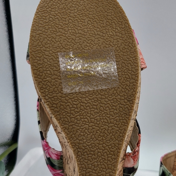 FLORAL M & E Collection Bamboo Band Platform Cork Wedge Size 10...Never worn - Picture 4 of 5